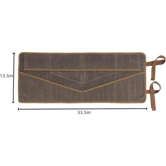Roll Up Pouch, Heavy Duty Waxed Canvas Tool Bag Tool Organizer Bag - Picture 3 of 7